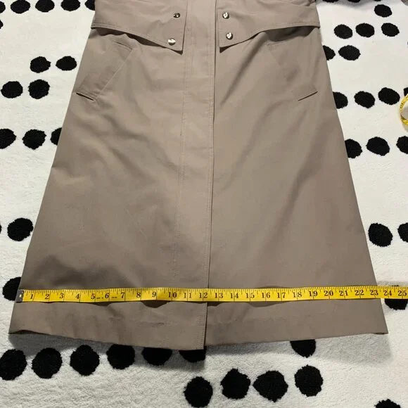 Vintage 80s 90s Khaki Long Beltless Classic Trench Coat Overcoat Raincoat - Picture 14 of 16